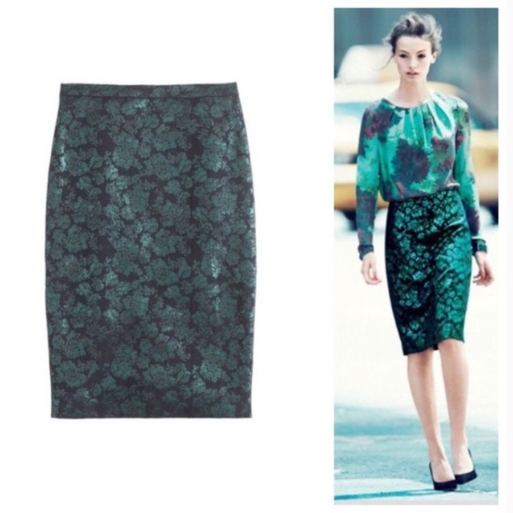 J. Crew Brocade Pencil Skirt